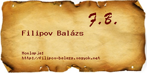 Filipov Balázs névjegykártya